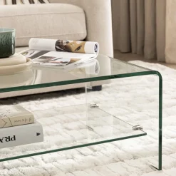 Clearance Drawer NIDO Table basse double plateau en verre L110cm