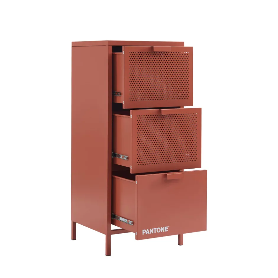 Pantone NINO Petit meuble de rangement 3 tiroirs en métal H105cm