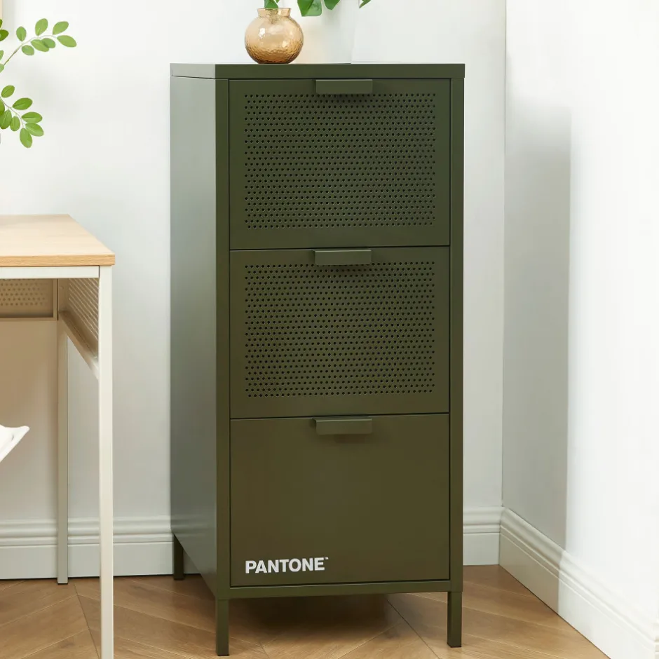 Pantone NINO Petit meuble de rangement 3 tiroirs en métal H105cm