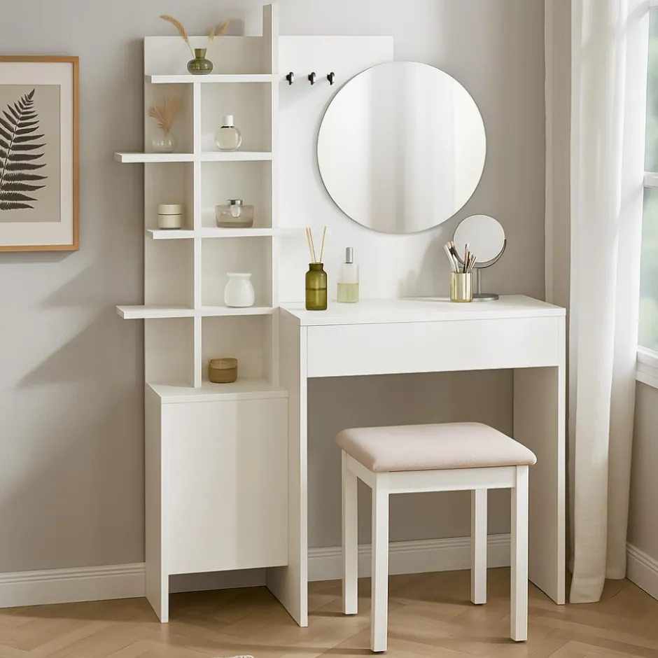Discount Drawer NIYA Coiffeuse 1 tiroir avec miroir L71,50cm