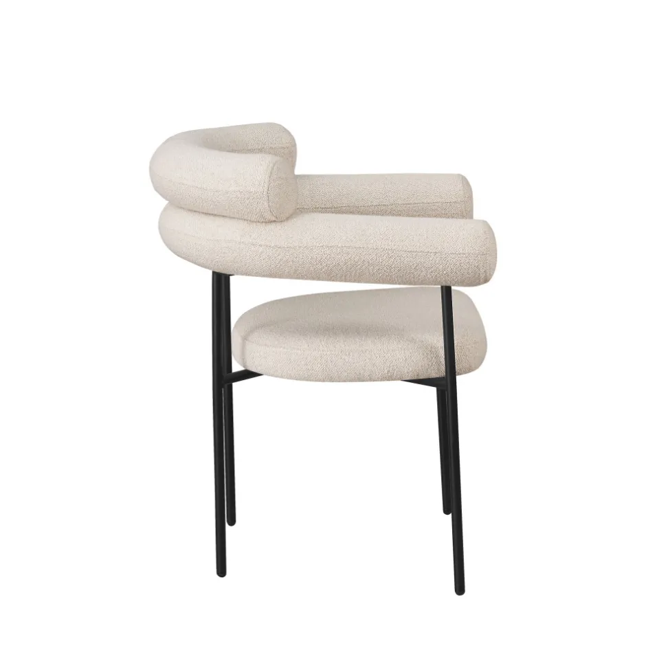 Clearance Drawer NORI Lot de 2 fauteuils de table en tissu bouclette et métal