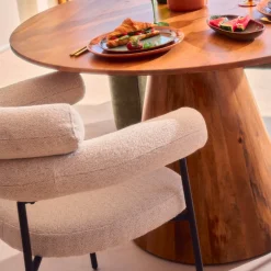 Clearance Drawer NORI Lot de 2 fauteuils de table en tissu bouclette et métal