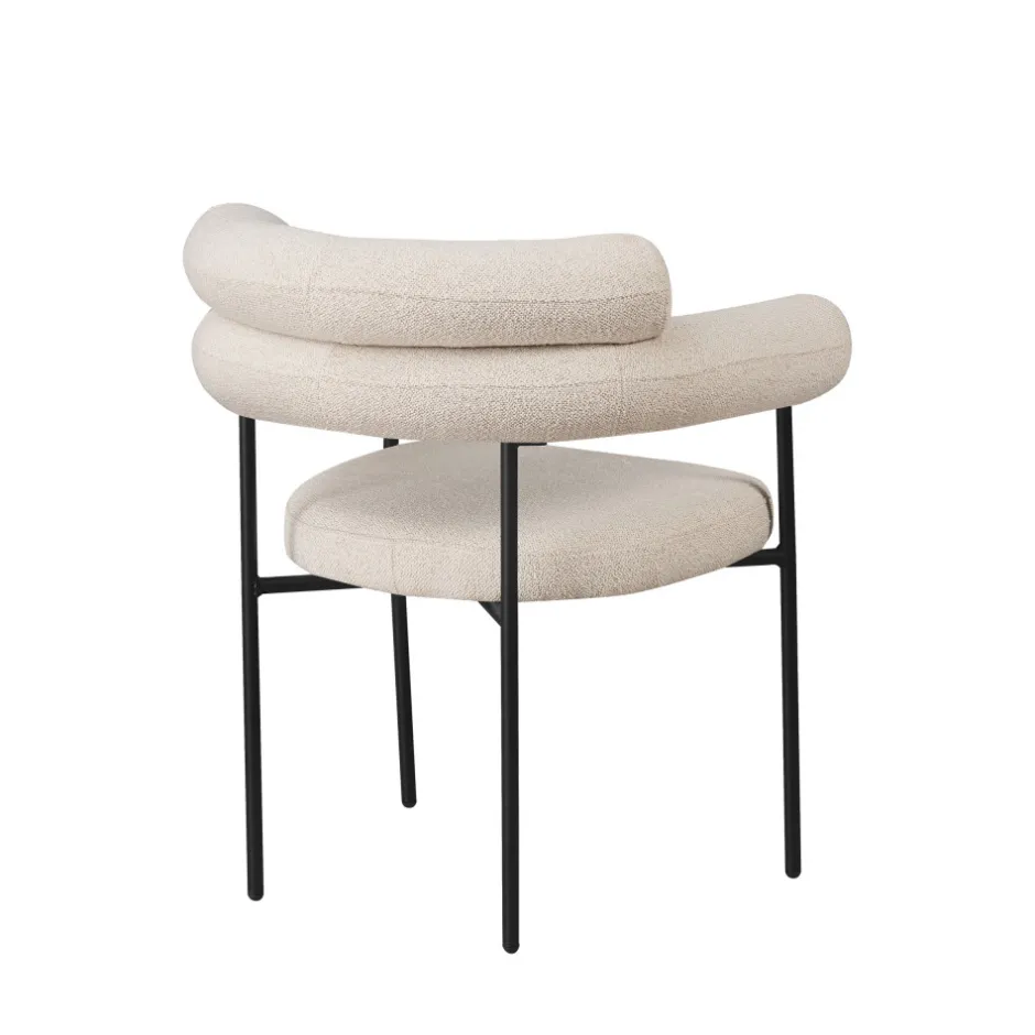 Clearance Drawer NORI Lot de 2 fauteuils de table en tissu bouclette et métal