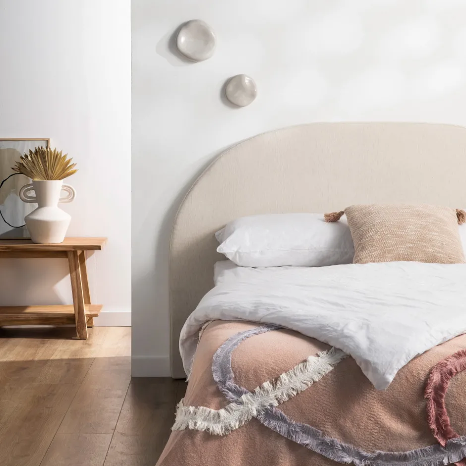 Online Drawer NOUSSA Tête de lit en coton et lin demi-lune L170cm