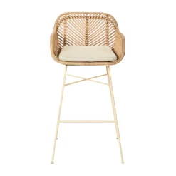 Online Drawer NUNUHAI Lot de 2 tabourets de bar en rotin pieds beiges H68cm