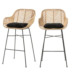 Online Drawer NUNUHAI Lot de 2 tabourets de bar en rotin H68cm