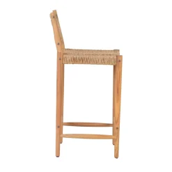 Best Drawer NURI Lot de 2 tabourets de bar intérieur/extérieur en bois d'acacia et résine tressée H66cm