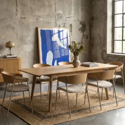 Sale Drawer OPNA Lot de 2 fauteuils de table en tissu, bois et métal