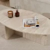 Sale Drawer ORIS Table basse organique effet travertin 120x65cm
