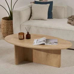 Clearance Drawer ORIS Table basse organique en bois 120x65cm