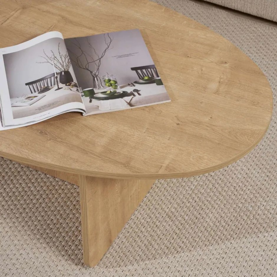 Clearance Drawer ORIS Table basse organique en bois 120x65cm