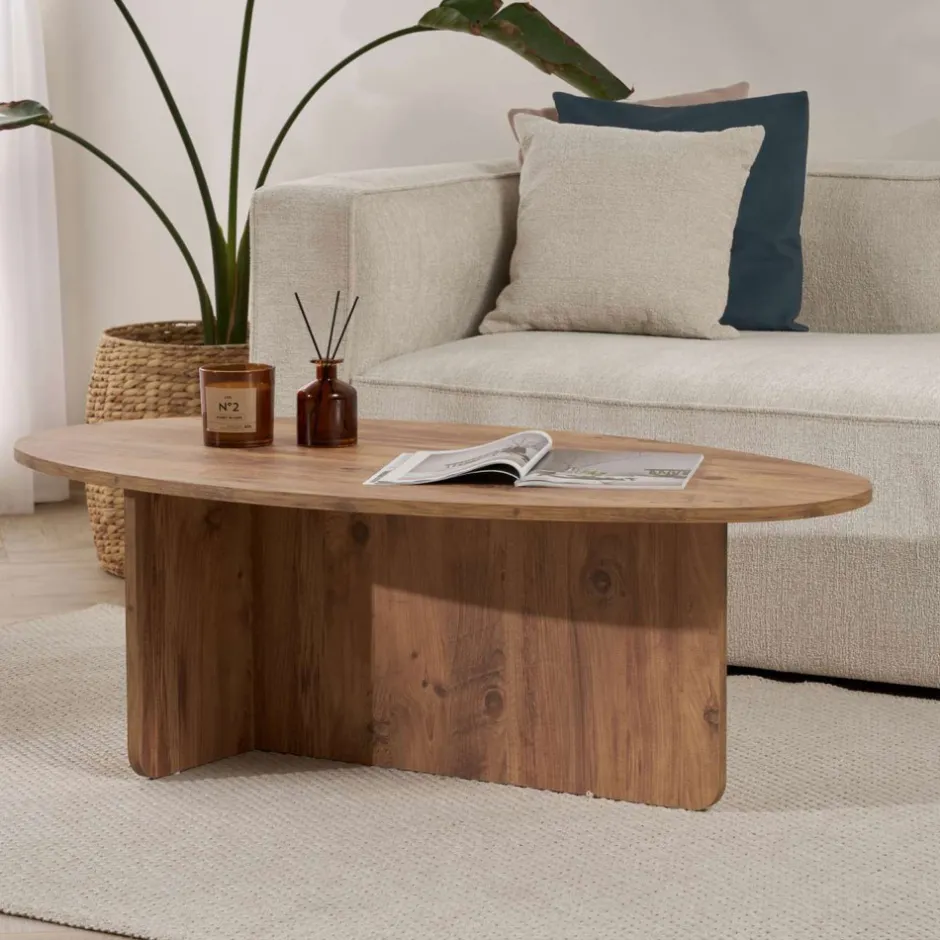 Clearance Drawer ORIS Table basse organique en bois 120x65cm