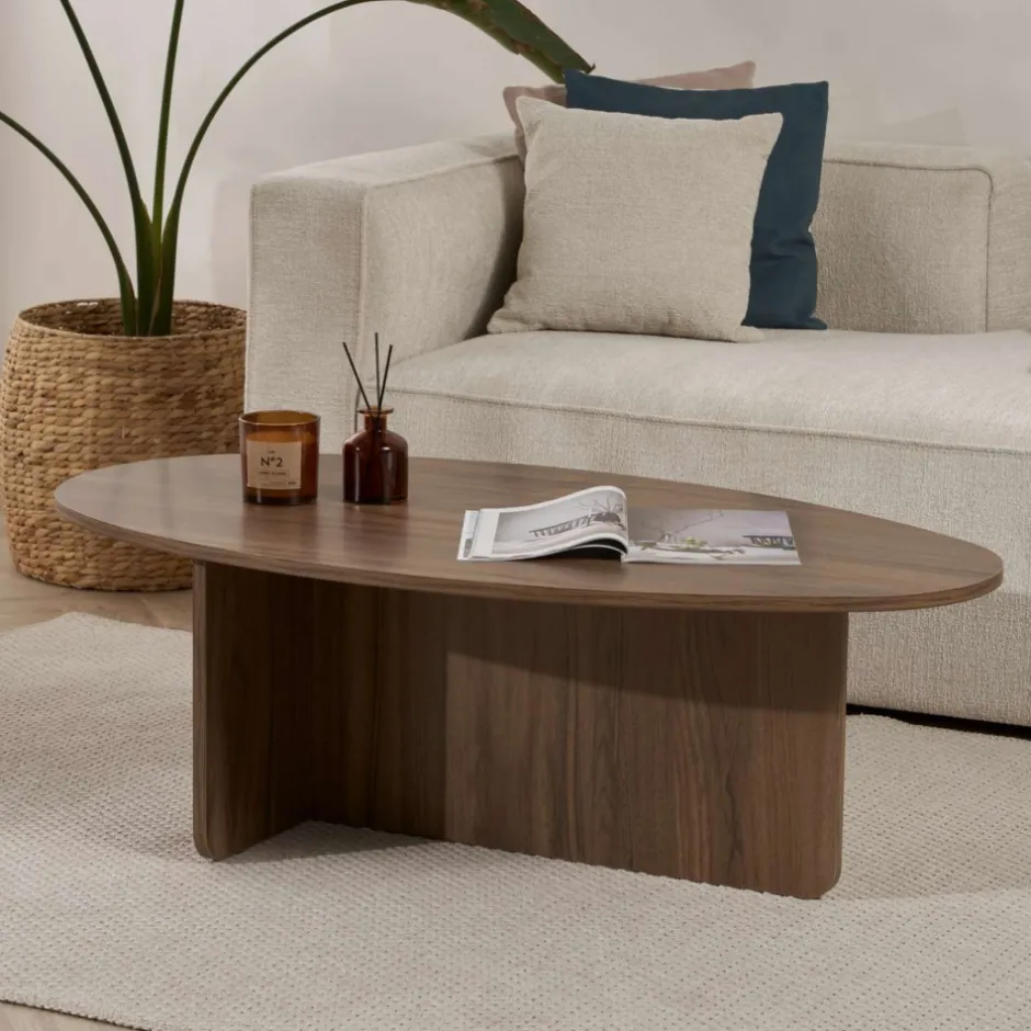 Clearance Drawer ORIS Table basse organique en bois 120x65cm