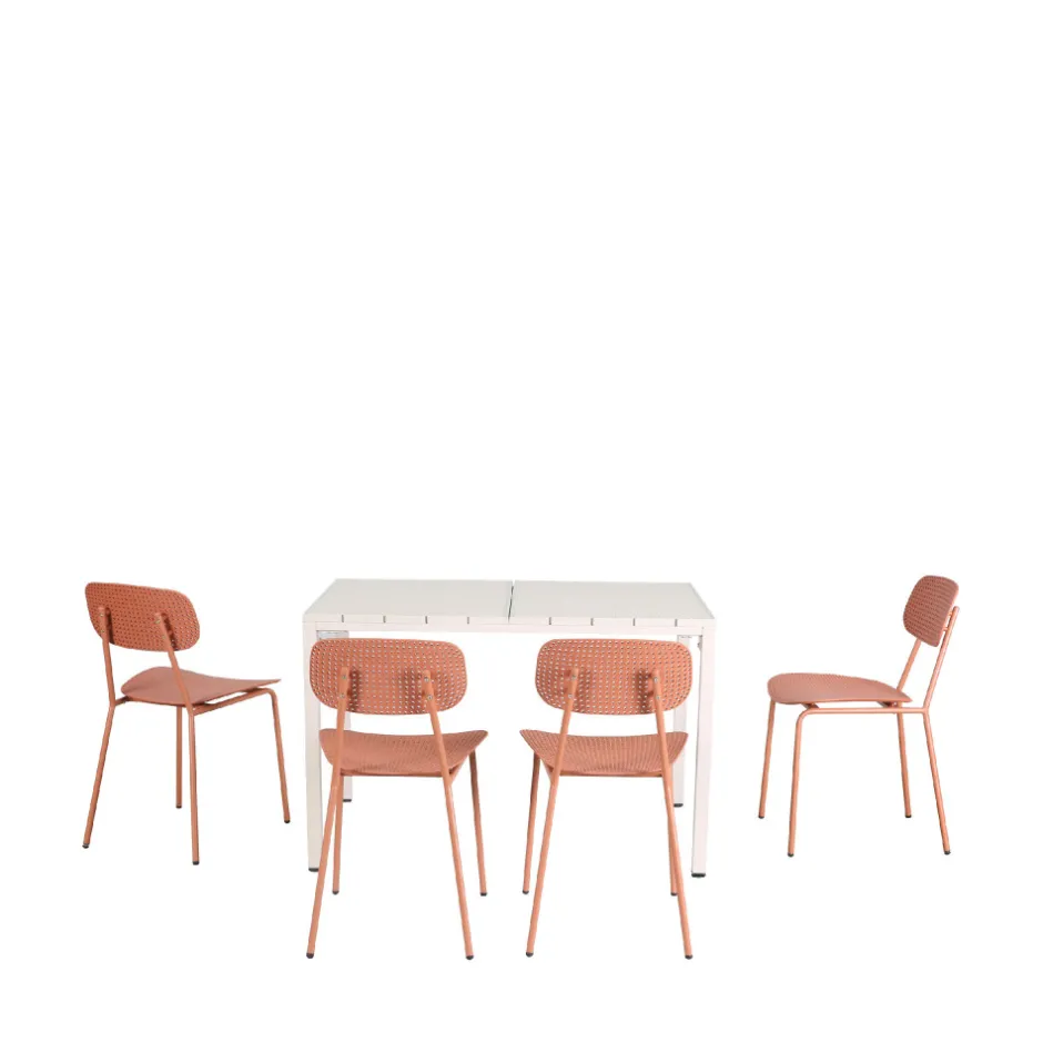 New Drawer ORKA Ensemble table et chaises de jardin 4 personnes en métal