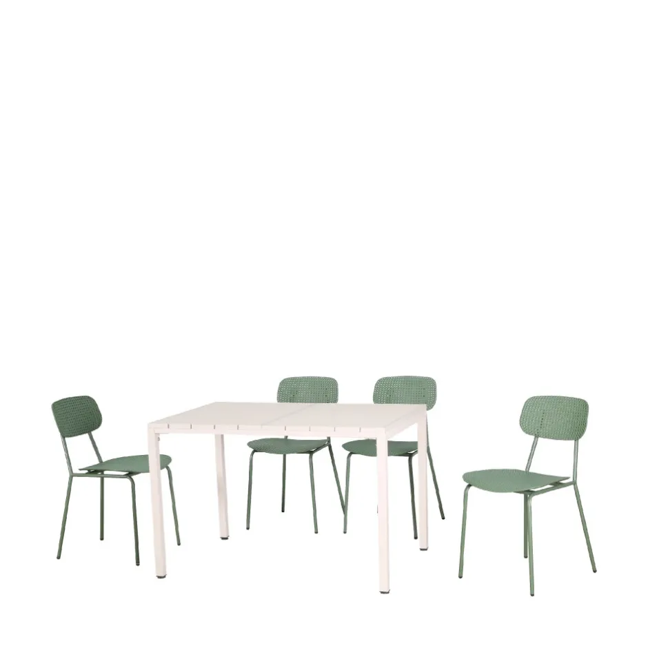 New Drawer ORKA Ensemble table et chaises de jardin 4 personnes en métal