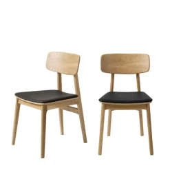 Best No name ORR Lot de 2 chaises en bois et simili