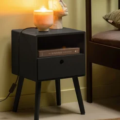 Best Woood OZZY Table de chevet 1 tiroir, 1 niche en bois