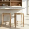 Outlet Drawer PAOLO Tabouret de bar en corde tressée et bois H65cm