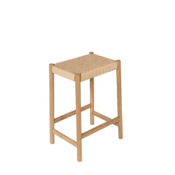 Outlet Drawer PAOLO Tabouret de bar en corde tressée et bois H65cm