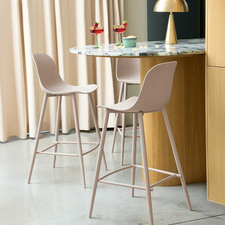 New Drawer PORTLAND Lot de 4 tabourets de bar intérieur et extérieur en plastique et métal H65cm