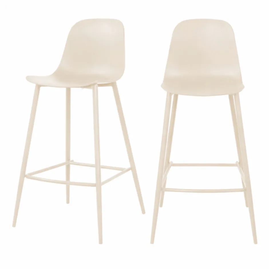 New Drawer PORTLAND Lot de 4 tabourets de bar intérieur et extérieur en plastique et métal H65cm