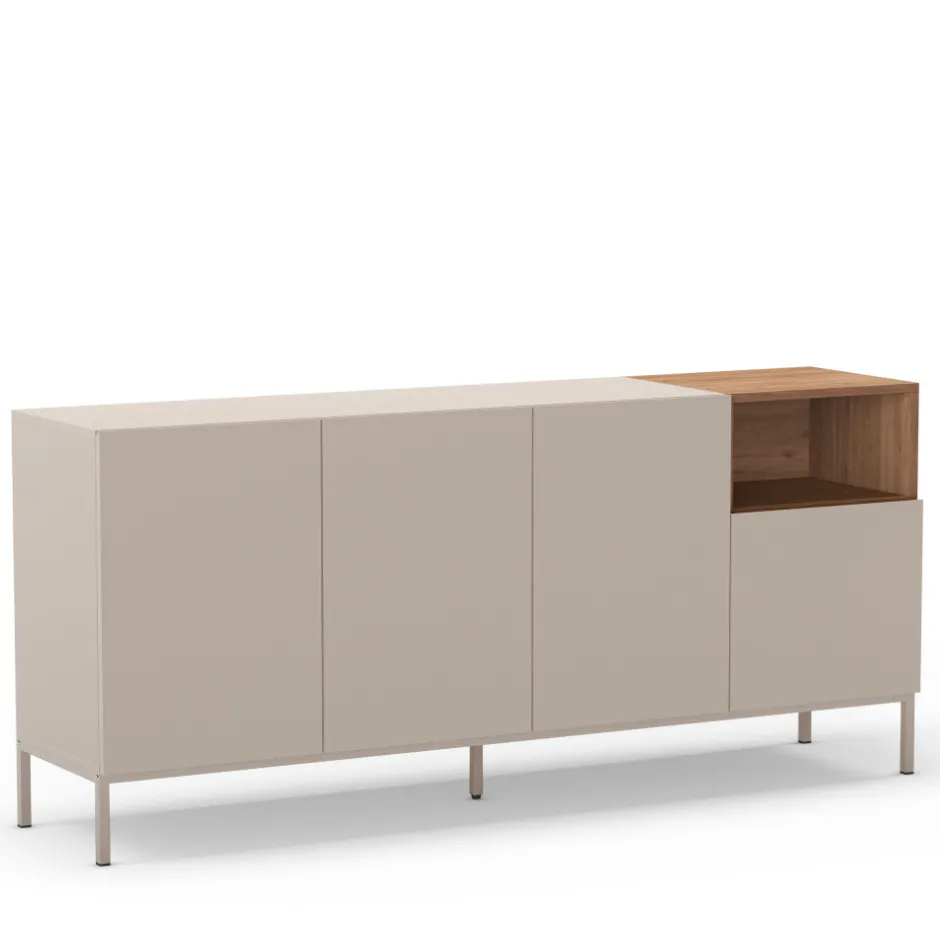 New Drawer QUENOR Buffet 4 portes en bois et métal L180cm