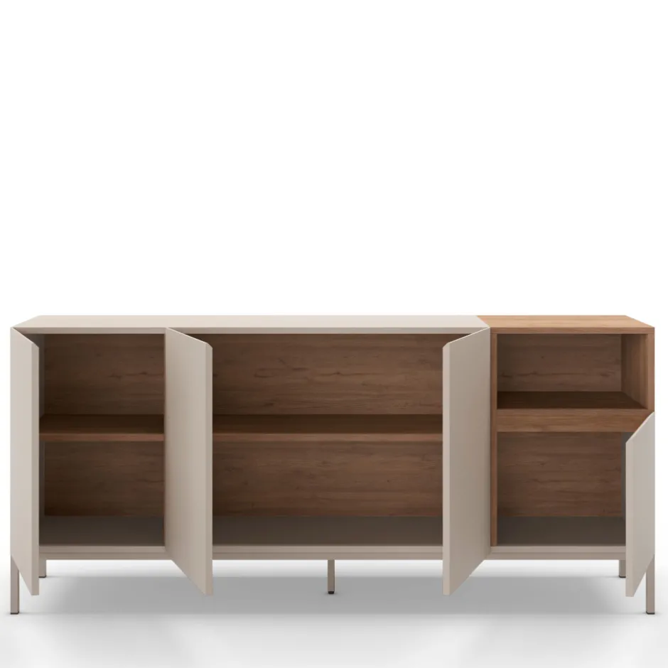 New Drawer QUENOR Buffet 4 portes en bois et métal L180cm