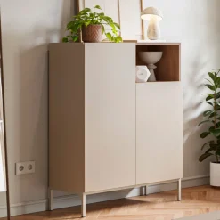 Outlet Drawer QUENOR Buffet 2 portes en bois et métal H120cm