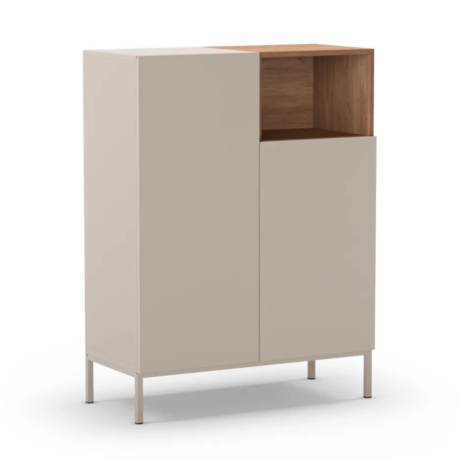 Outlet Drawer QUENOR Buffet 2 portes en bois et métal H120cm