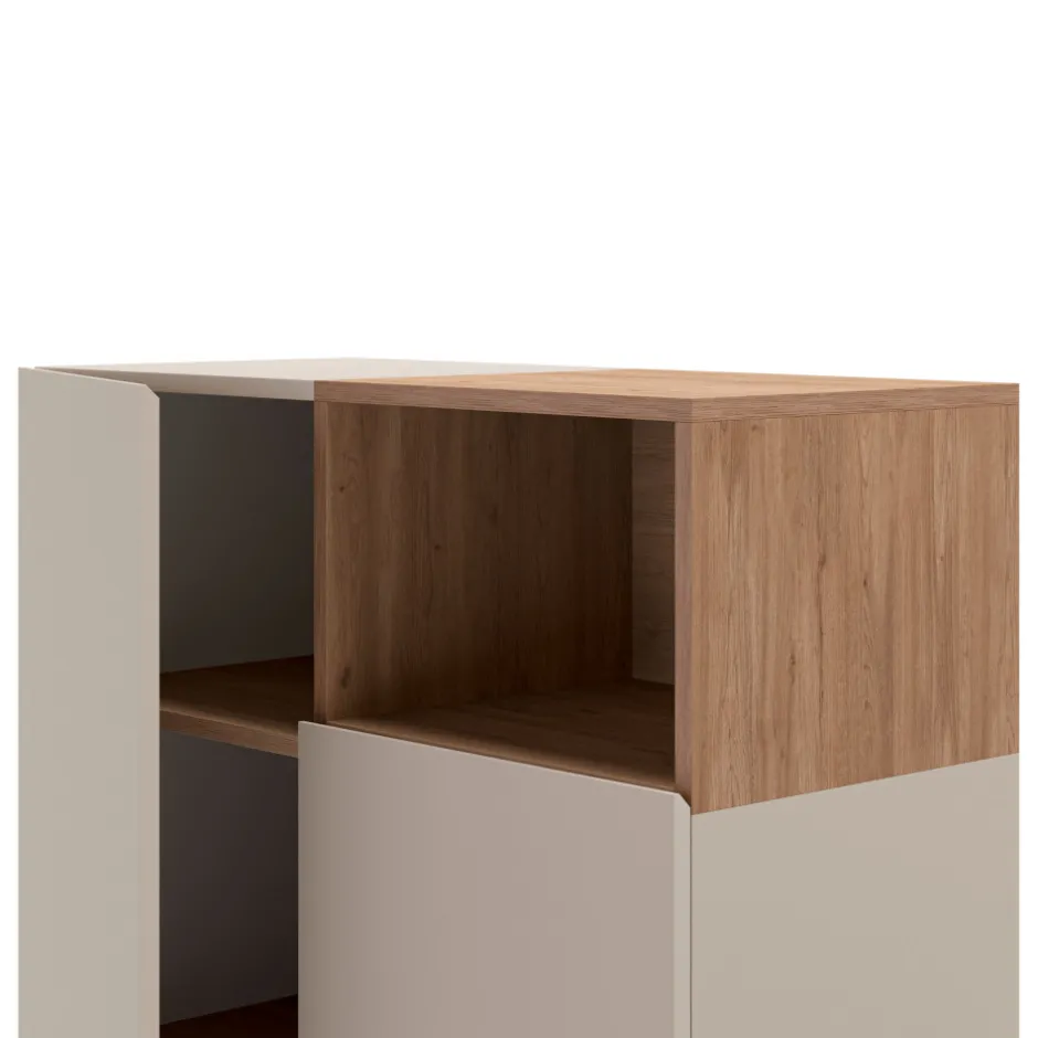 Outlet Drawer QUENOR Buffet 2 portes en bois et métal H120cm
