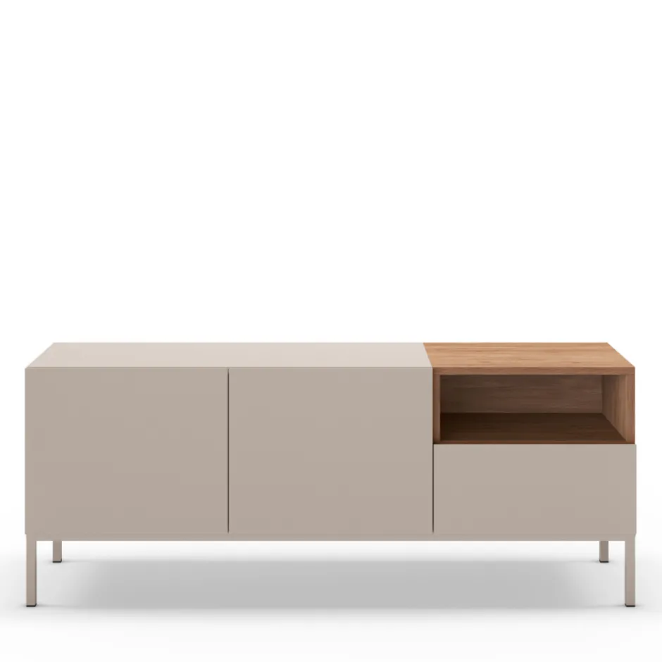 Best Drawer QUENOR Meuble TV 2 portes 1 tiroir en bois et métal L140cm