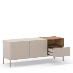Best Drawer QUENOR Meuble TV 2 portes 1 tiroir en bois et métal L140cm
