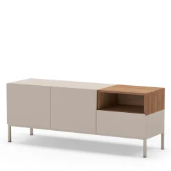 Best Drawer QUENOR Meuble TV 2 portes 1 tiroir en bois et métal L140cm