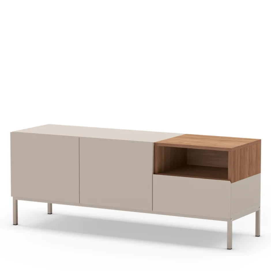 Best Drawer QUENOR Meuble TV 2 portes 1 tiroir en bois et métal L140cm