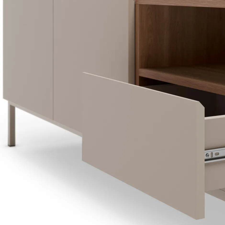 Best Drawer QUENOR Meuble TV 2 portes 1 tiroir en bois et métal L140cm