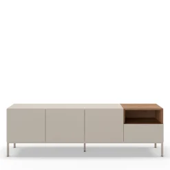 Discount Drawer QUENOR Meuble TV 3 portes 1 tiroir en bois et métal L180cm