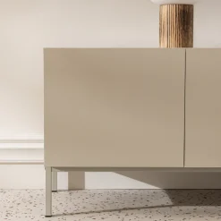Discount Drawer QUENOR Meuble TV 3 portes 1 tiroir en bois et métal L180cm