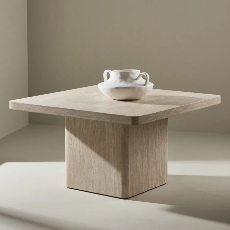 Hot Venture Home QVART Table basse carrée effet travertin 80x80cm