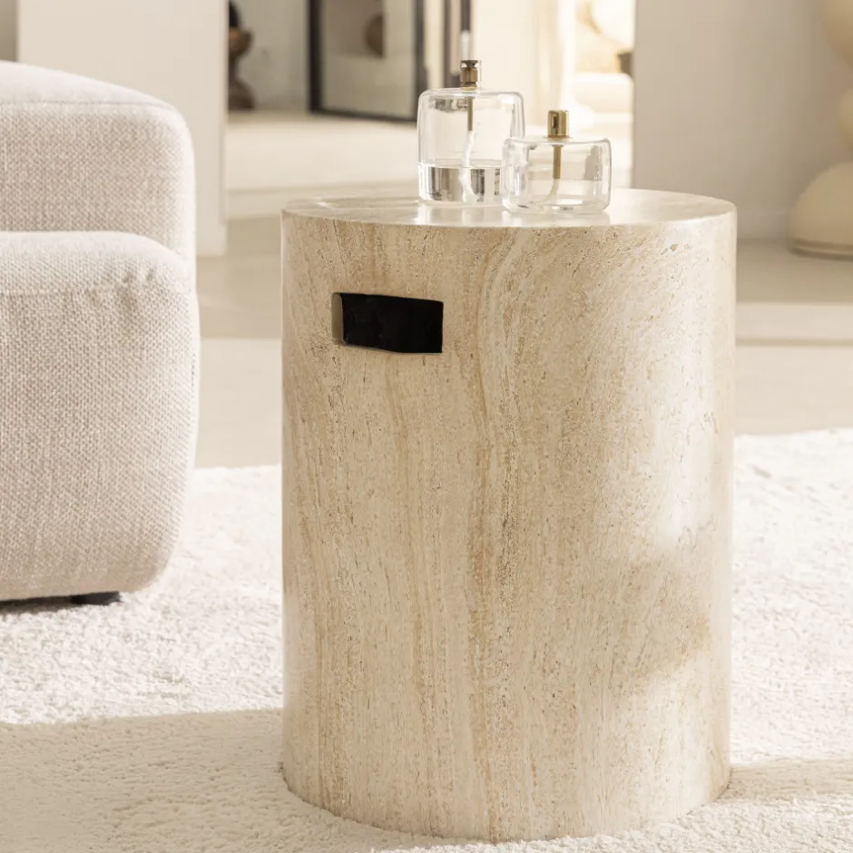 Drawer RADOM Tabouret effet travertin ø35cm