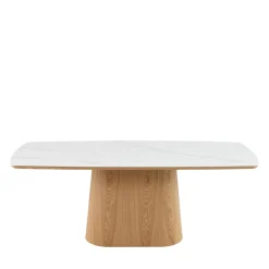 Drawer RENO Table à manger 8 personnes effet marbre et bois