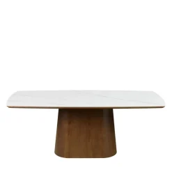 Drawer RENO Table à manger 8 personnes effet marbre et bois