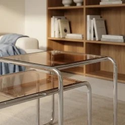 Discount Drawer RIKA Table basse en verre pieds chrome