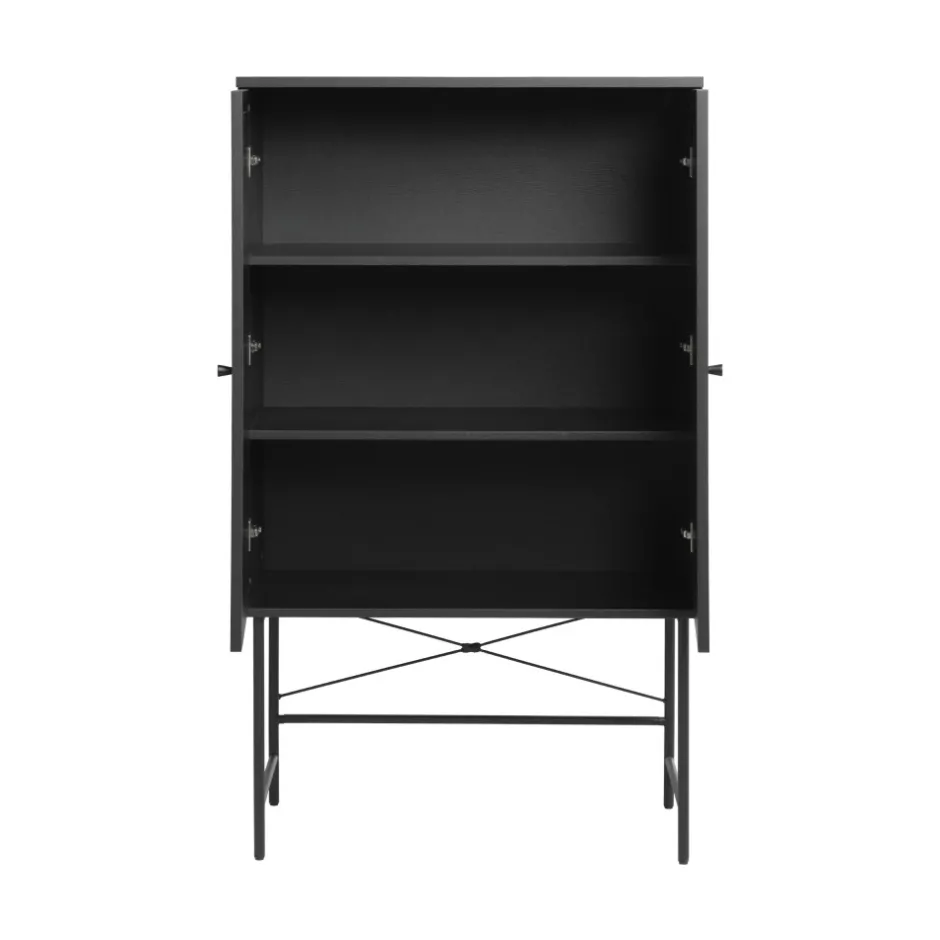 New No name RINTO Buffet haut 2 portes bois et métal H135cm