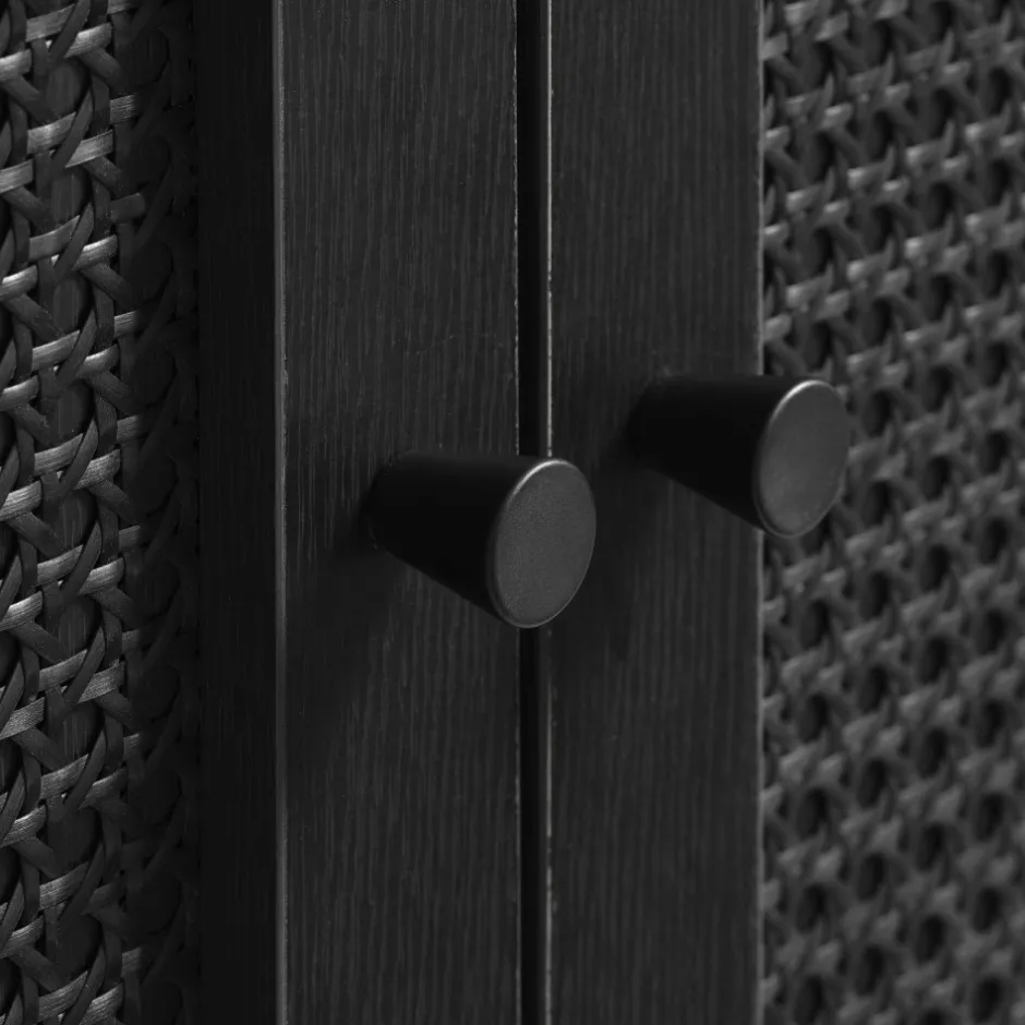New No name RINTO Buffet haut 2 portes bois et métal H135cm