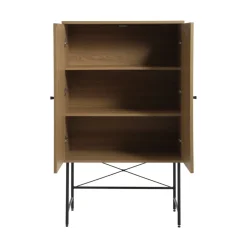 New No name RINTO Buffet haut 2 portes bois et métal H135cm