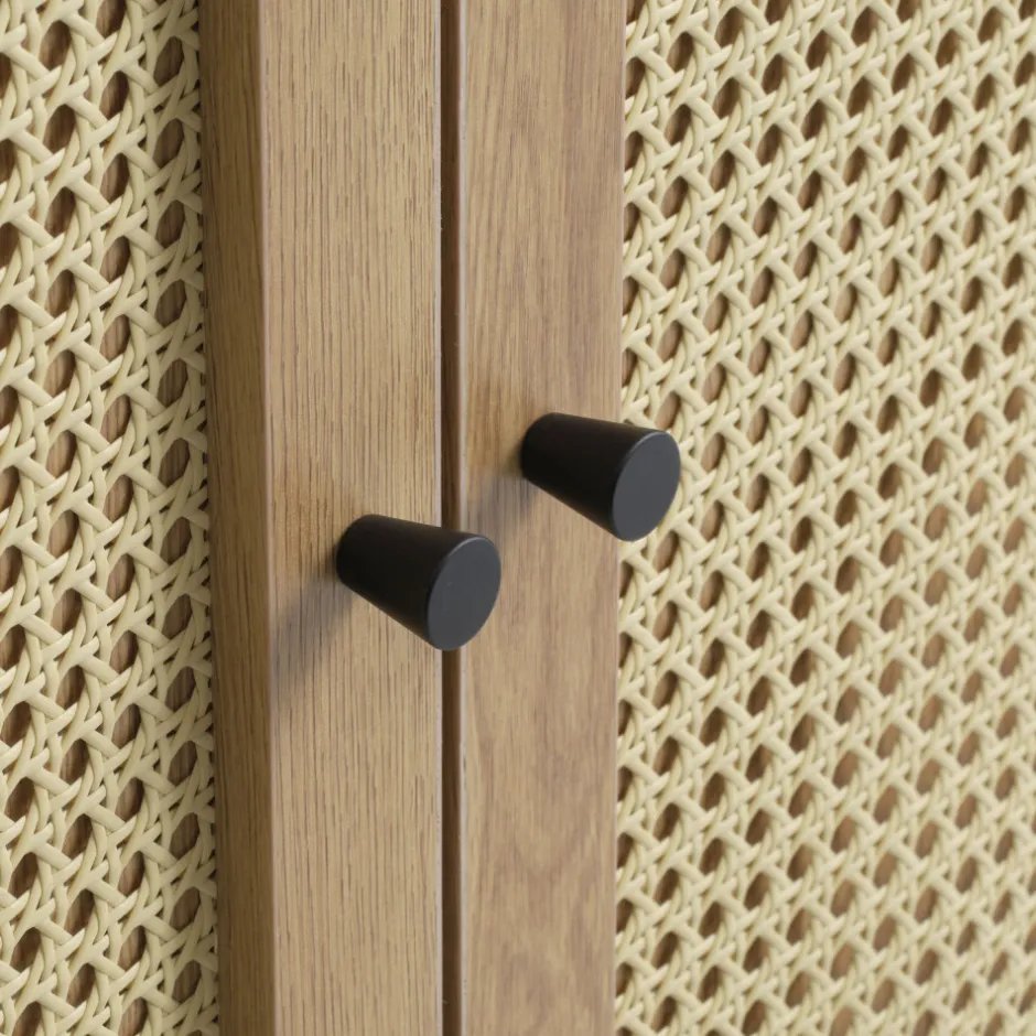 New No name RINTO Buffet haut 2 portes bois et métal H135cm