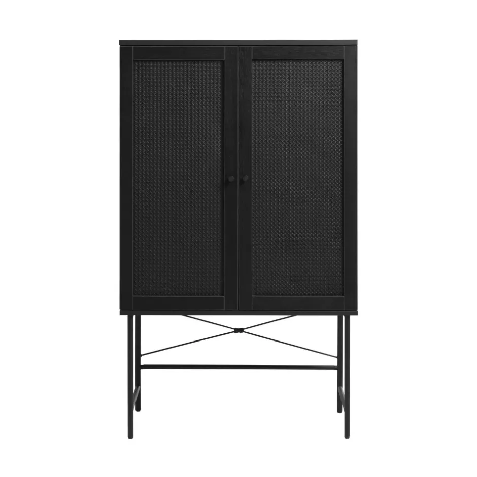 New No name RINTO Buffet haut 2 portes bois et métal H135cm