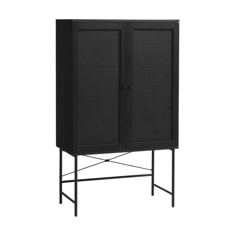 New No name RINTO Buffet haut 2 portes bois et métal H135cm