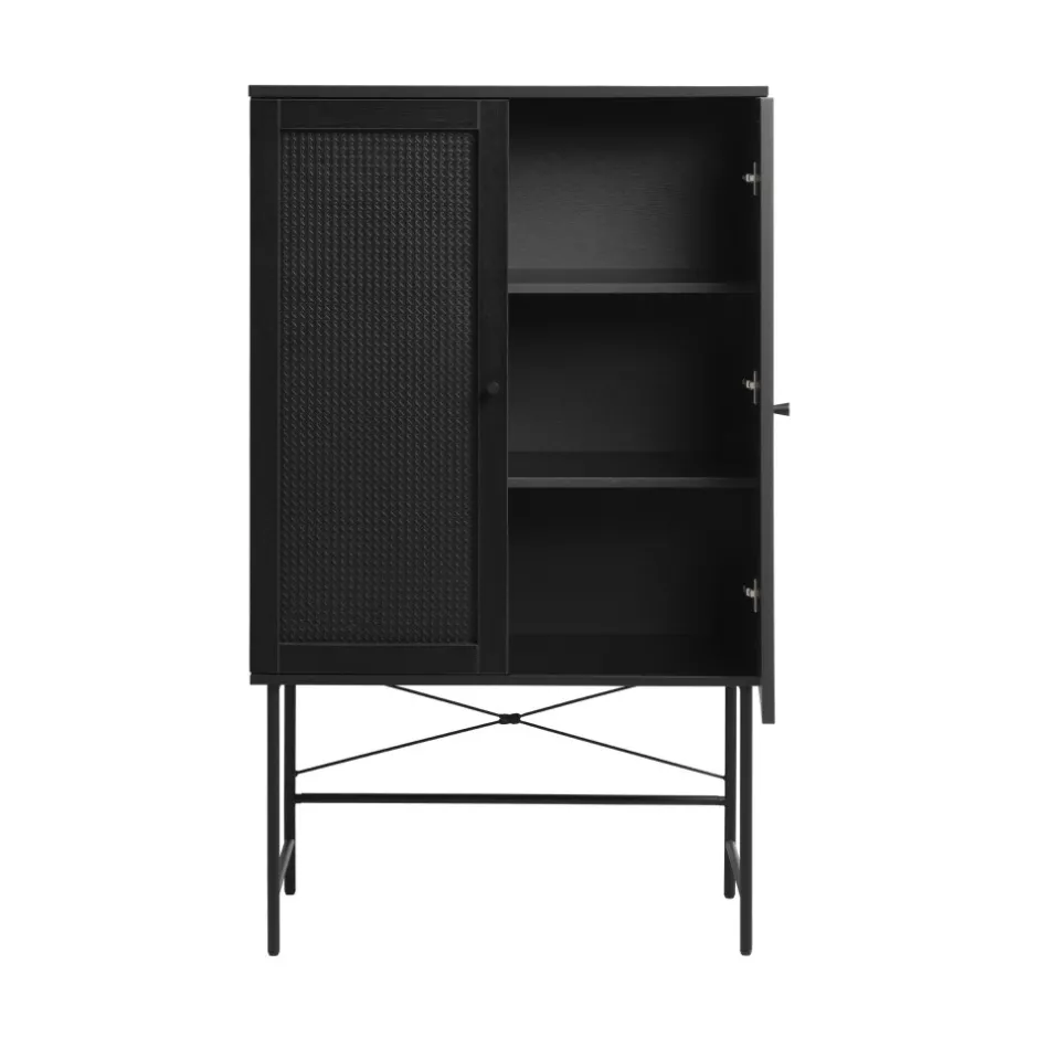 New No name RINTO Buffet haut 2 portes bois et métal H135cm