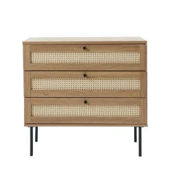 Discount No name RINTO Commode 3 tiroirs en bois et métal L80cm